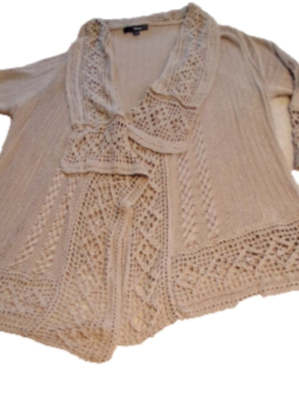 Women's Size 1X Brown Loose Knit Open Front Long Sleeve Shrug Sweater